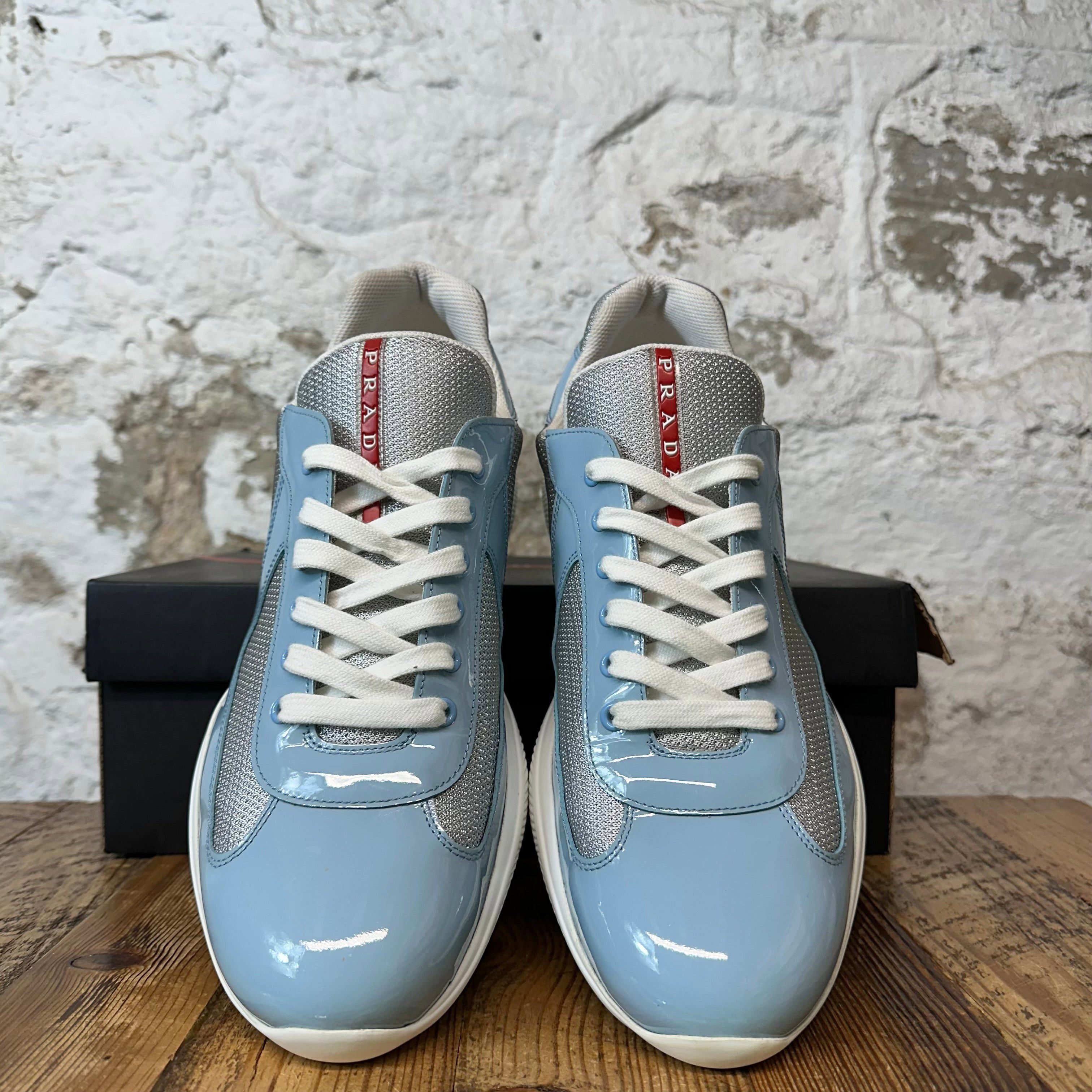 Prada Prada Americas Cup Baby Blue Patent Grey White Sneaker Sz 14 Size US 14 / EU 47 - 3 Thumbnail