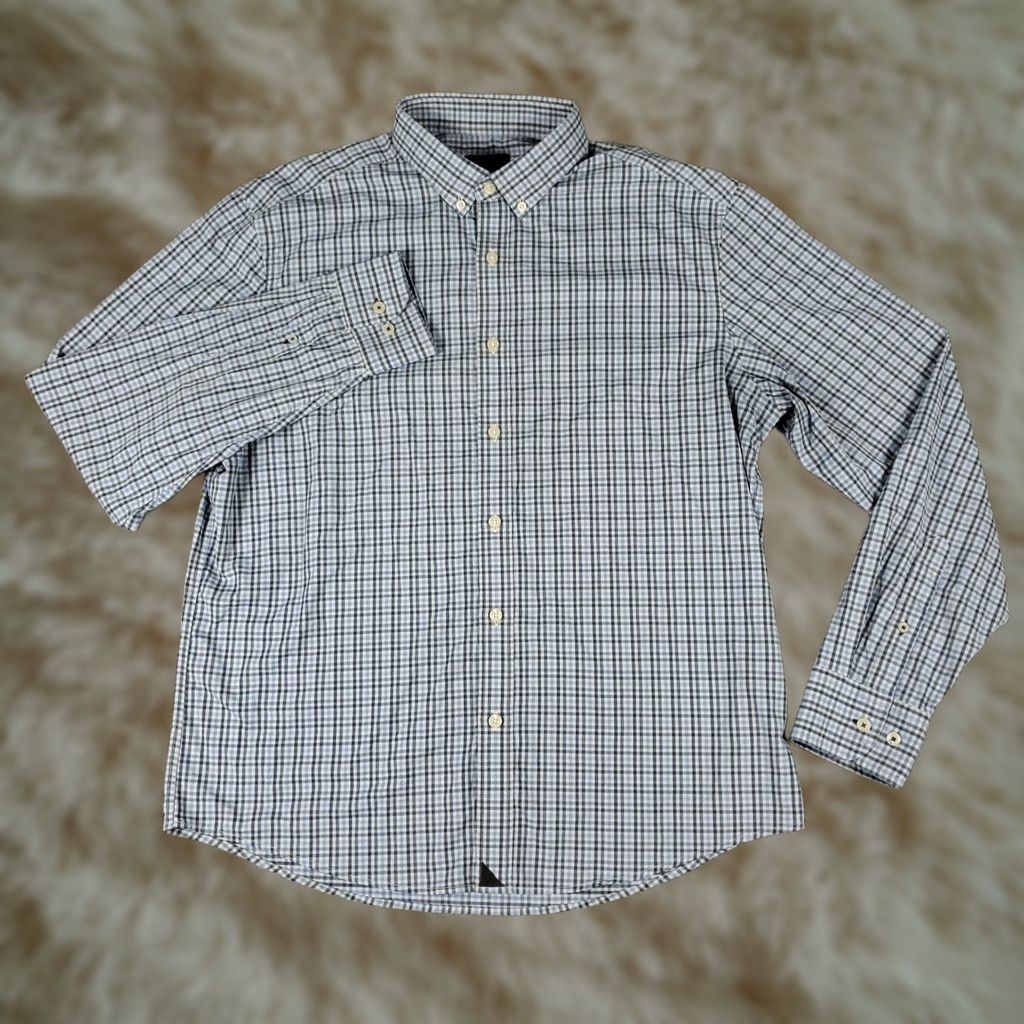 UNTUCKit UNTUCKit Shirt Mens L Blue Check Nylon Stretch Button Up Long Sleeve Size US L / EU 52-54 / 3 - 1 Thumbnail