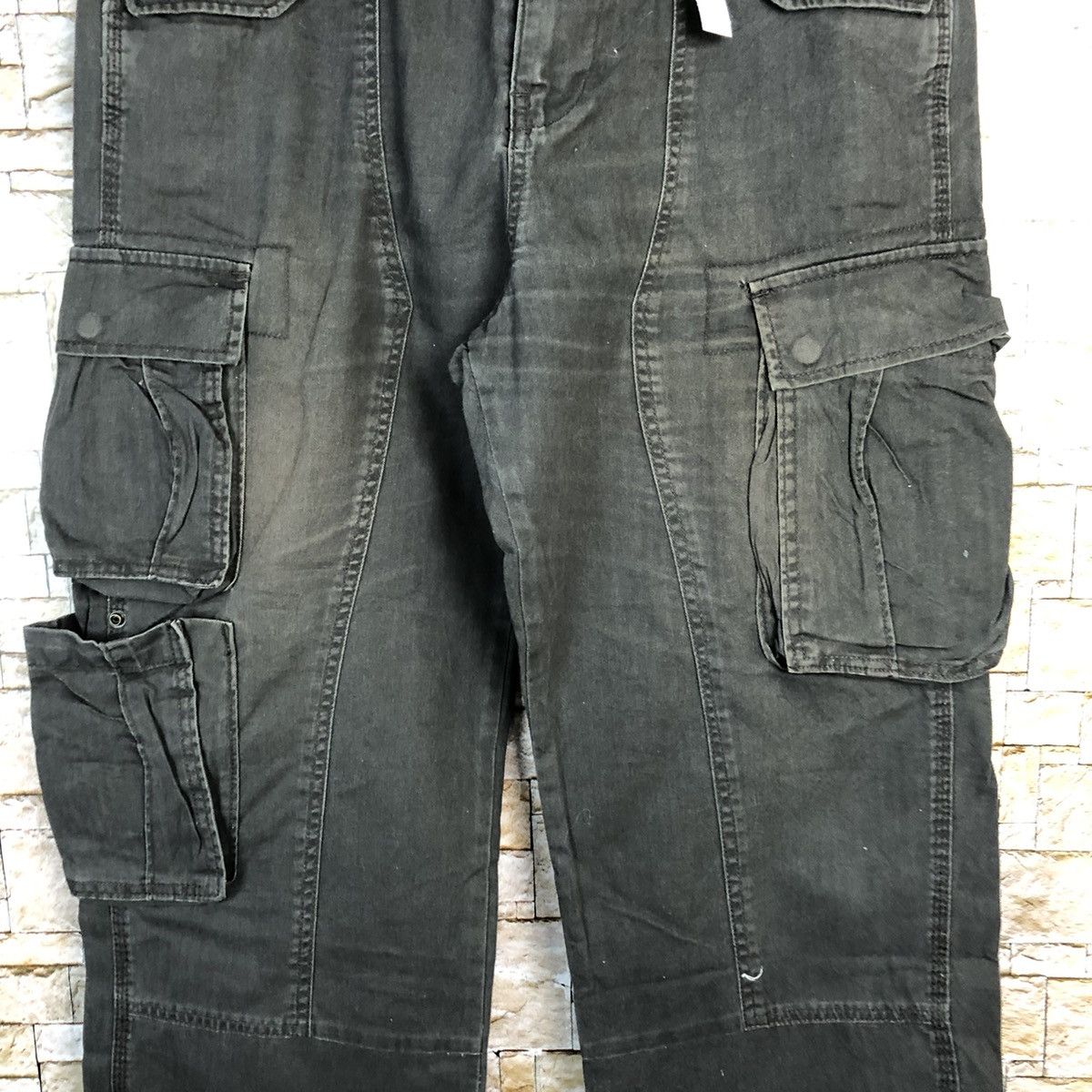 Japanese Brand Gap Black faded Cargo utility Multipocket Pants #A737 Size US 36 / EU 52 - 6 Thumbnail