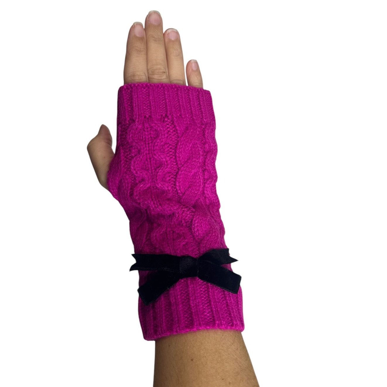 Kate Spade Kate Spade Cable knit Bow Arm Gloves one Size Marker Pink Size ONE SIZE - 5 Thumbnail