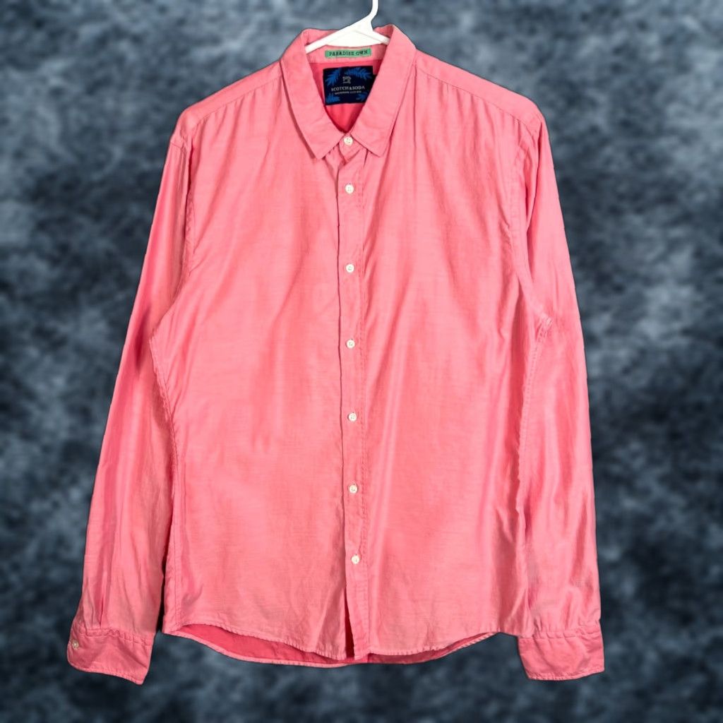 Scotch & Soda Scotch & Soda Pink Button-Up Shirt M Long Sleeve Cotton 100% Slim Fit Mens Button-Down Shirt Size US M / EU 48-50 / 2 - 1 Thumbnail