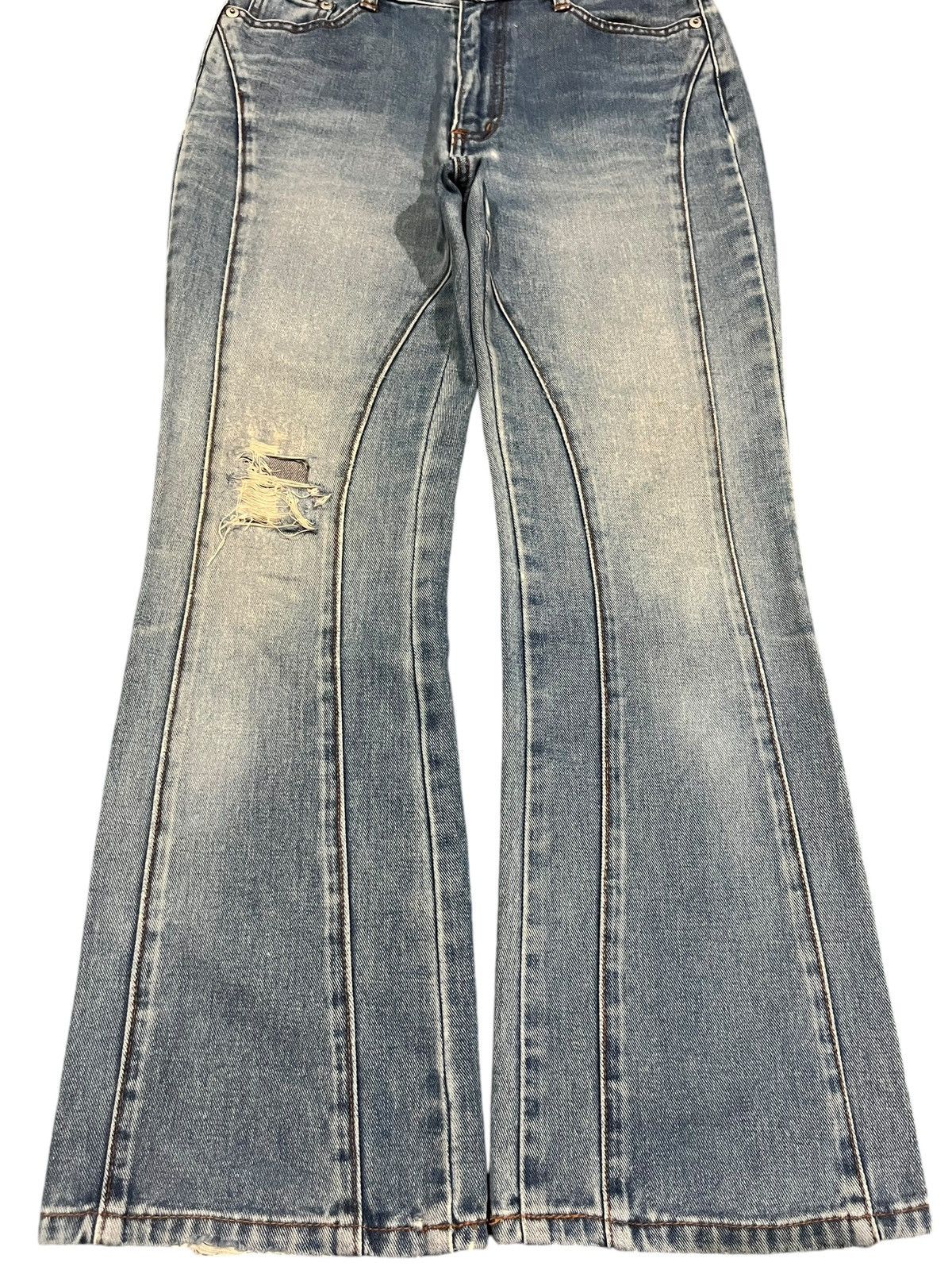 Hysteric Glamour × Japanese Brand Vintage Japanese Brand Blue Washed Distressed Flare Jeans Size 26" / US 2 / IT 38 - 5 Thumbnail