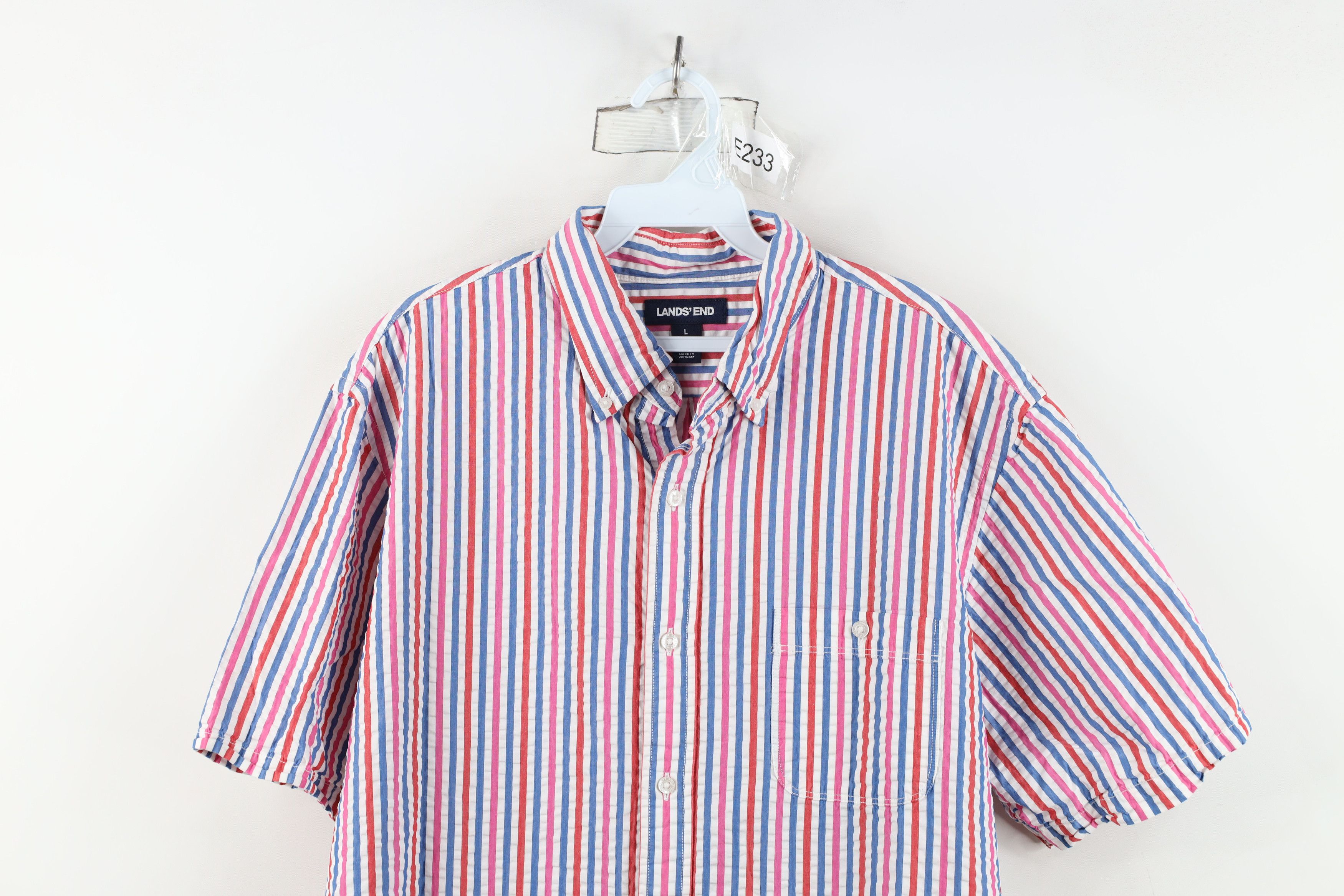 Lands' End Vintage Lands End Seer Sucker Short Sleeve Button Down Shirt Size US L / EU 52-54 / 3 - 2 Thumbnail