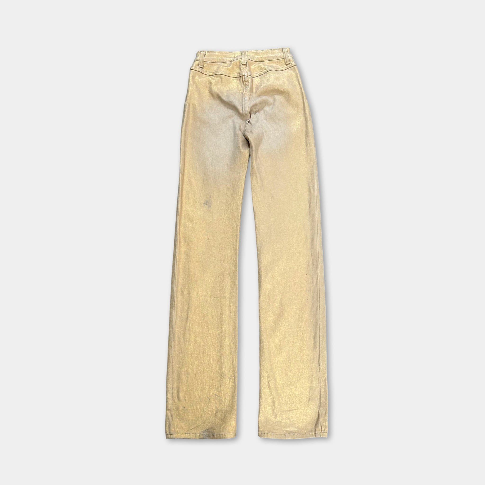 Roberto Cavalli Cavalli Metallic Gold Straight Leg Jeans Size 26" / US 2 / IT 38 - 5 Thumbnail