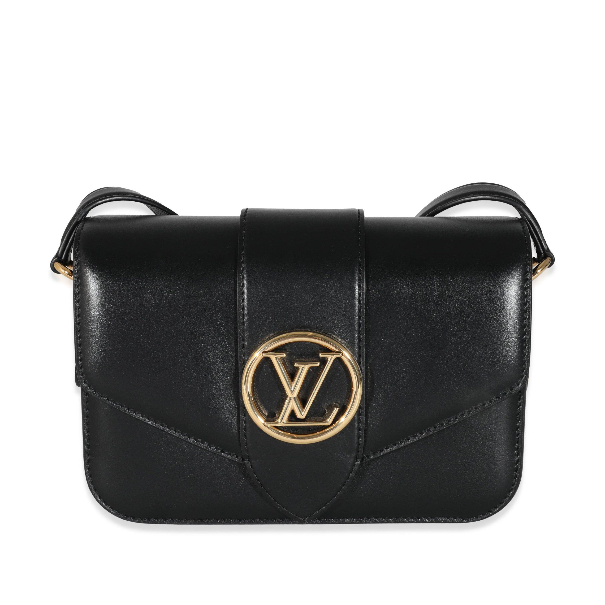 image of Louis Vuitton Black Smooth Calfskin Lv Pont 9 Mm, Women's
