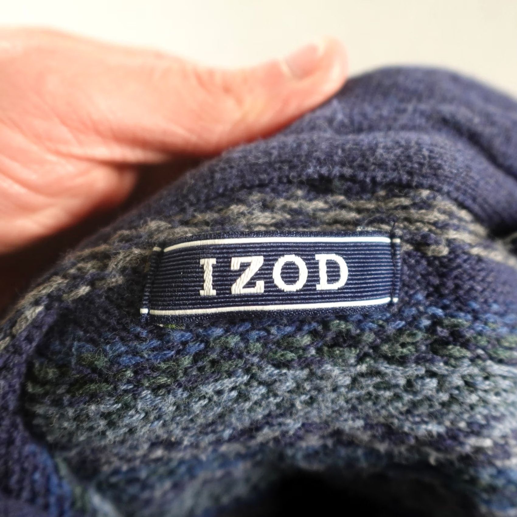 Izod Izod Geometric Hoodie Mens XL Blue Knit Crew Neck Hooded Pullover with Fair Isle Pattern Size US XL / EU 56 / 4 - 2 Thumbnail