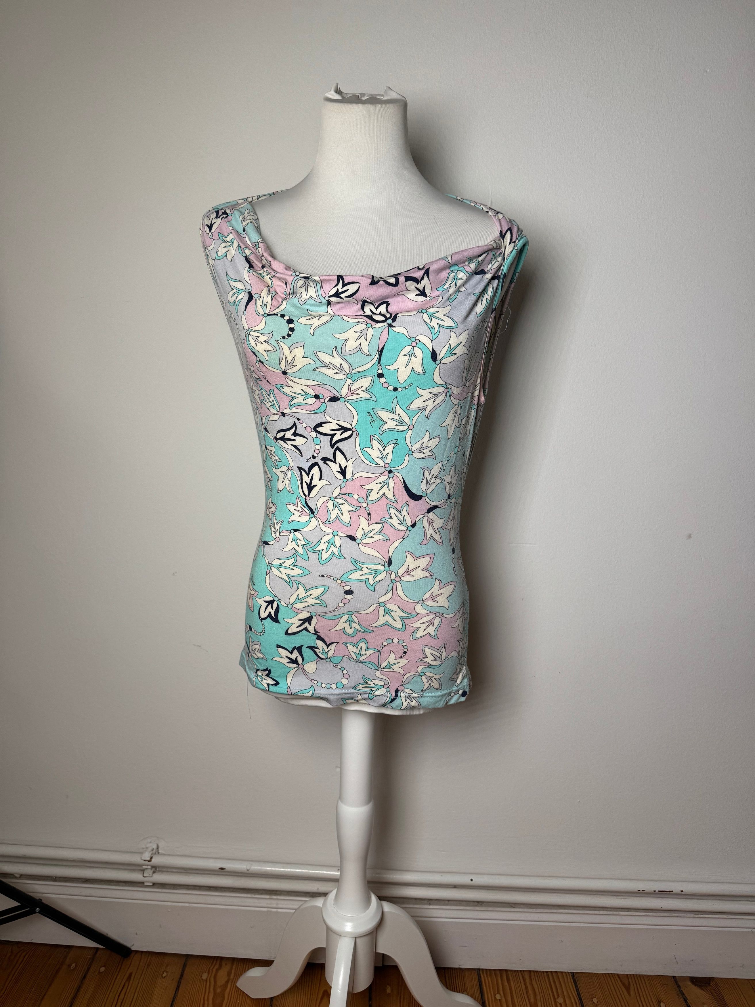Emilio Pucci Vintage Abstract Top Blue White Purple Size M / US 6-8 / IT 42-44 - 1 Thumbnail