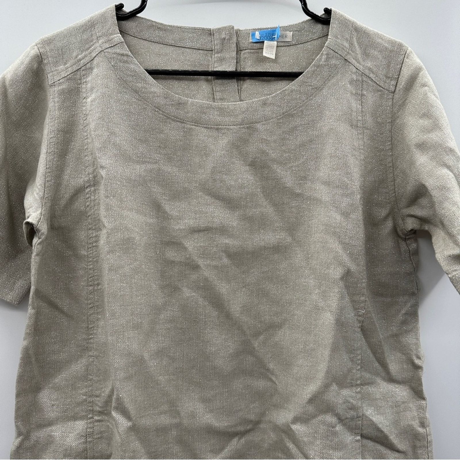 Eileen Fisher Eileen Fisher Twinkle Organic Linen Beige Metallic Dress Size XS / US 0-2 / IT 36-38 - 2 Thumbnail