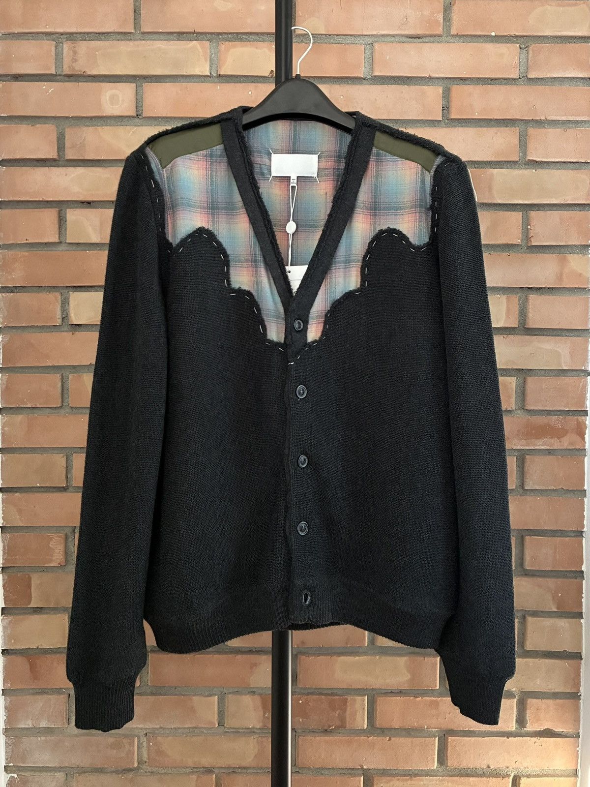 Maison Margiela Maison Margiela Pendelton Patchwork Satin Trim Wool Cardigan Size US M / EU 48-50 / 2 - 1 Thumbnail