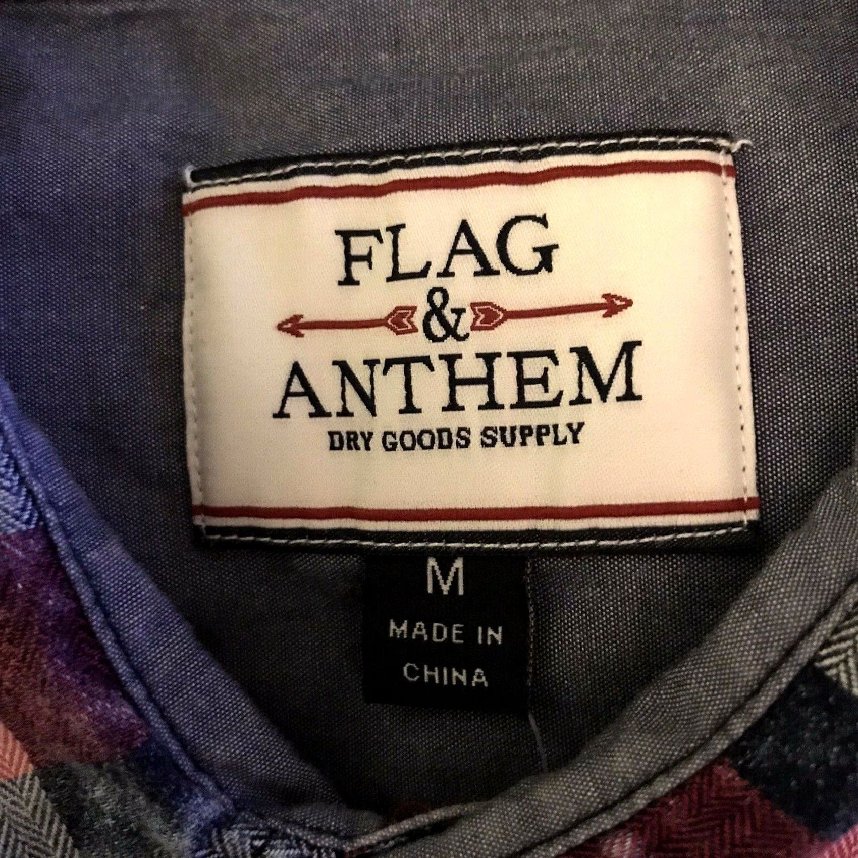 Flag & Anthem Flag & Anthem Shirt Mens Medium S/S Western Indigo Plaid Pearl Snap Red Blue Size US M / EU 48-50 / 2 - 4 Thumbnail