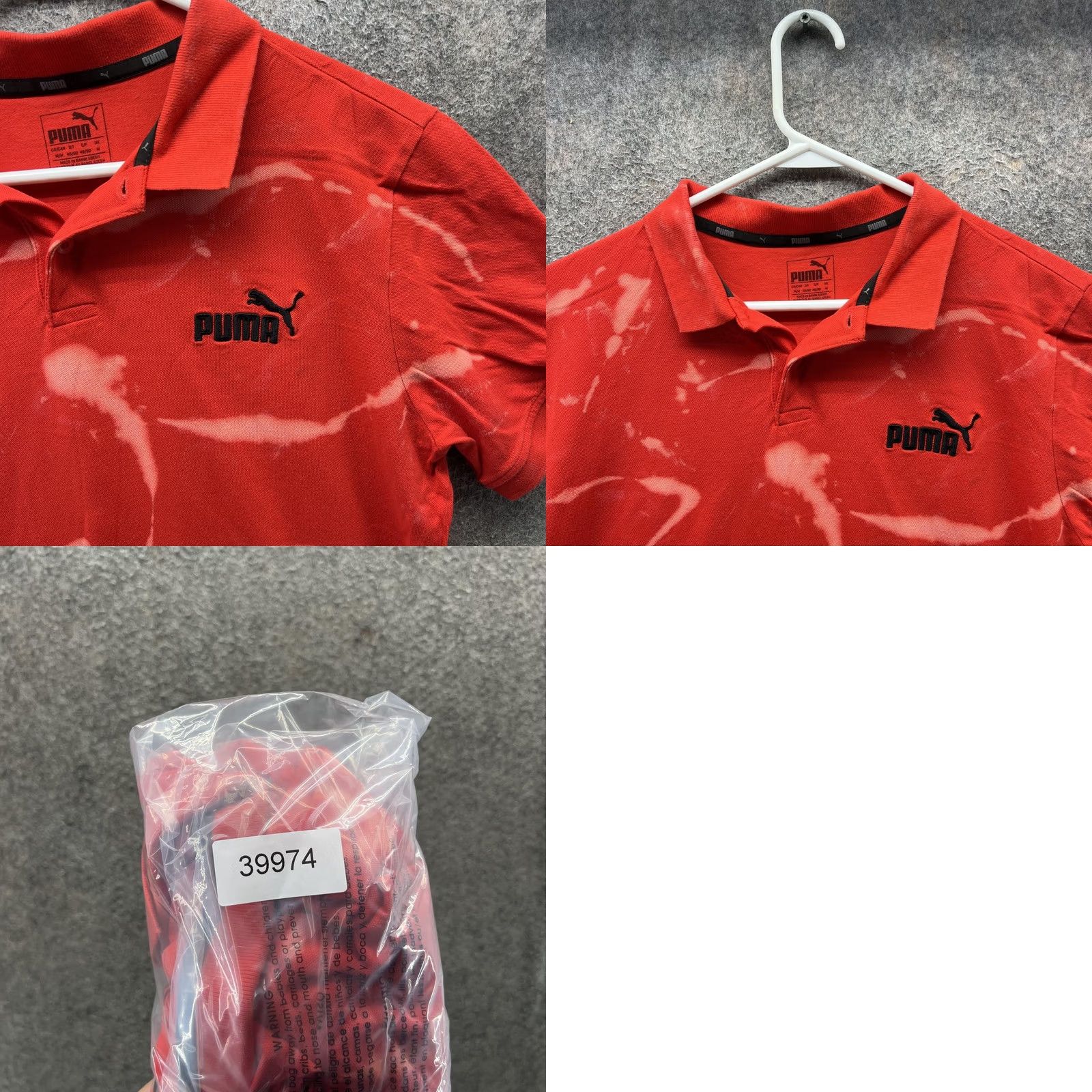 Puma Puma Polo Shirt Mens M Red Short Sleeve Casual Bleach Stained Flawed Size US M / EU 48-50 / 2 - 8 Thumbnail