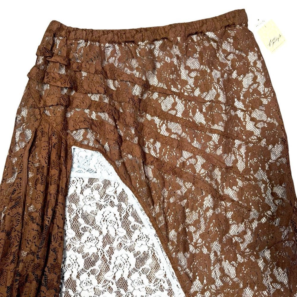 Free People NWT New $148 Free People Lace Iced Chocolate Combo Solene S Size 36" / US 14 / IT 50 - 3 Thumbnail