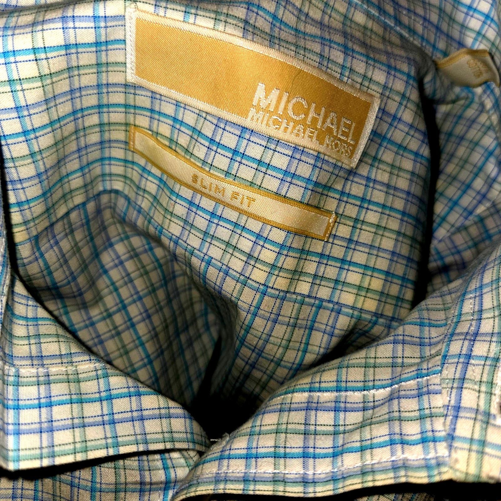 Michael Kors Michael Kors Men's Blue &Gold Checkered Dress Shirt 15.5viet Size US XS / EU 42 / 0 - 7 Thumbnail