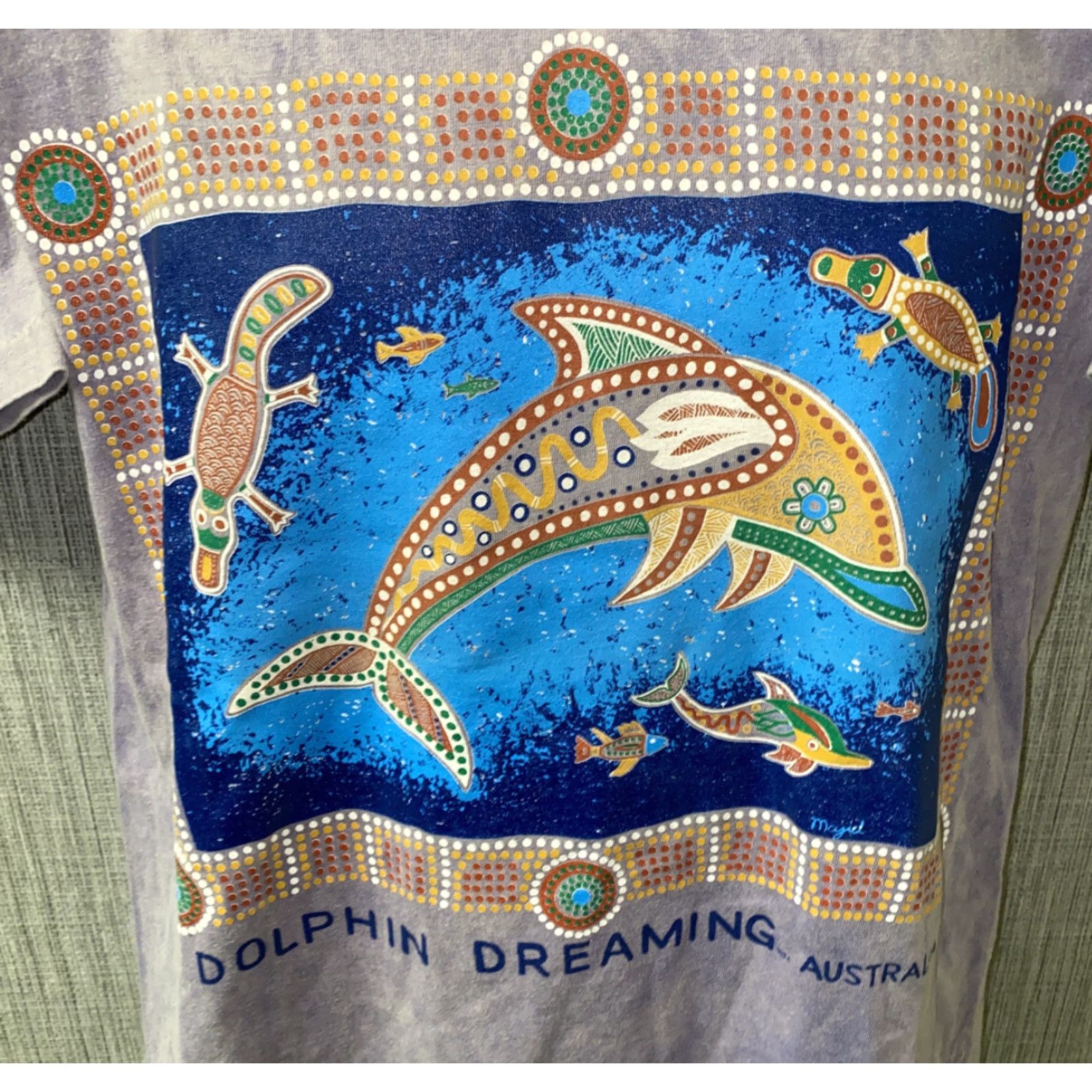Vintage VINTAGE Australian Collection Mens Purple Dolphin Dreaming T-Shirt L Regular Size Size US L / EU 52-54 / 3 - 2 Thumbnail