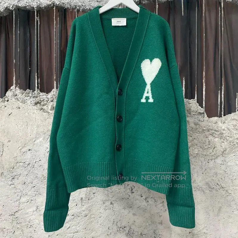 AMI AMI Green Wool Long Sleeve Cardigan . Size M / US 6-8 / IT 42-44 - 1 Thumbnail