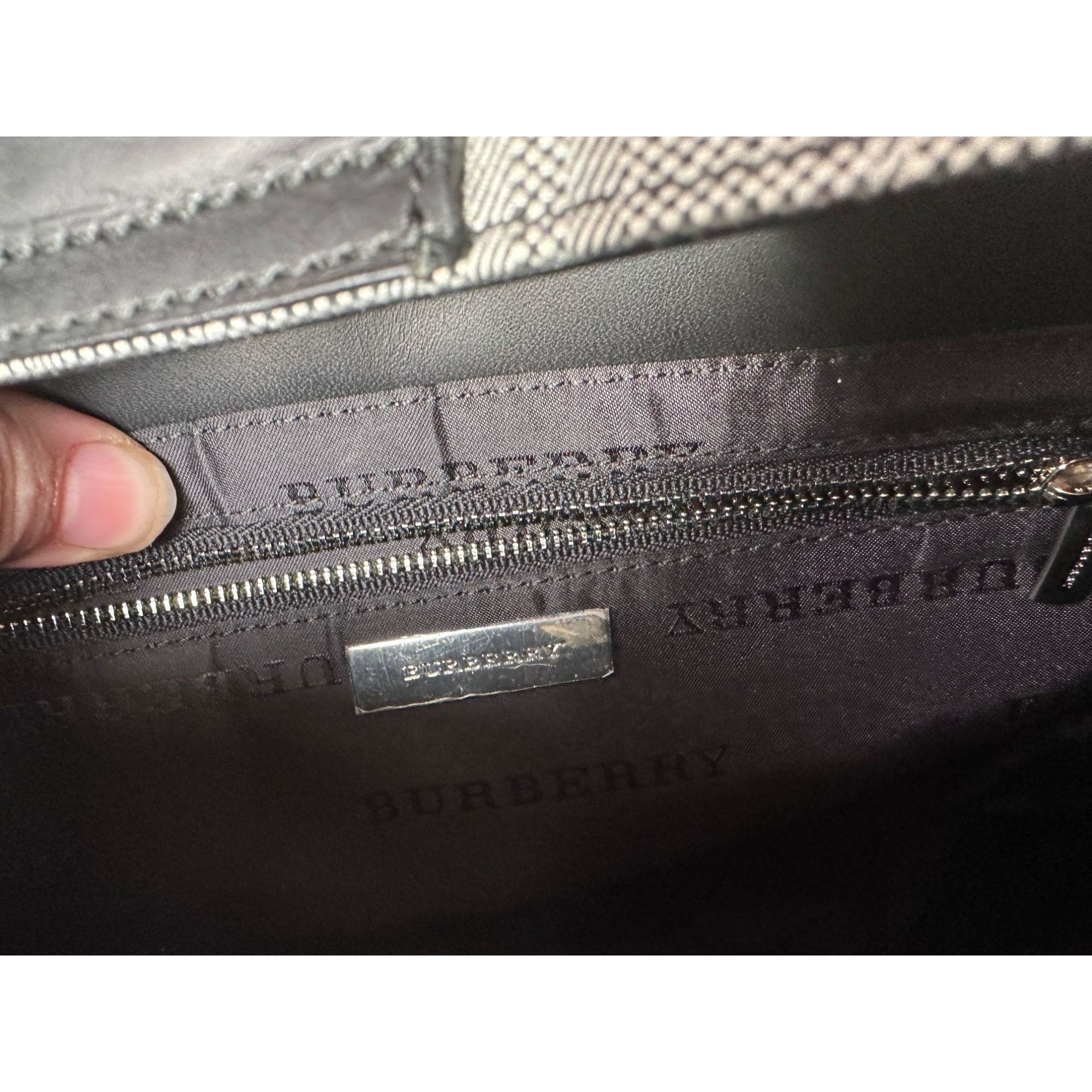 Burberry Burberry Gray Nova Check Satchel/ Tote with Black Leather B Size ONE SIZE - 6 Thumbnail