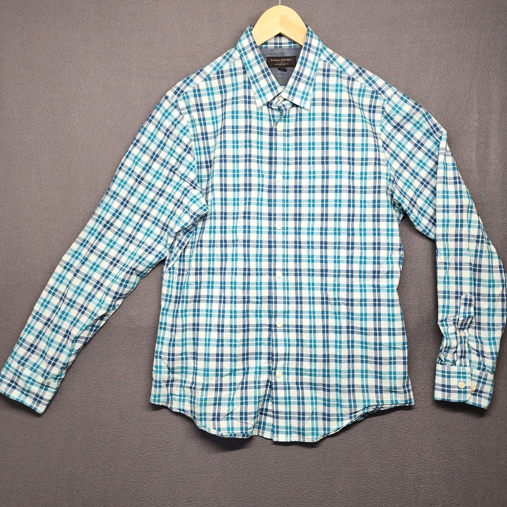 Banana Republic Banana Republic Shirt Mens 15-15.5 Medium 33-34 Slim Fit Long Sleeve Button Up Plaid Size US M / EU 48-50 / 2 - 2 Thumbnail
