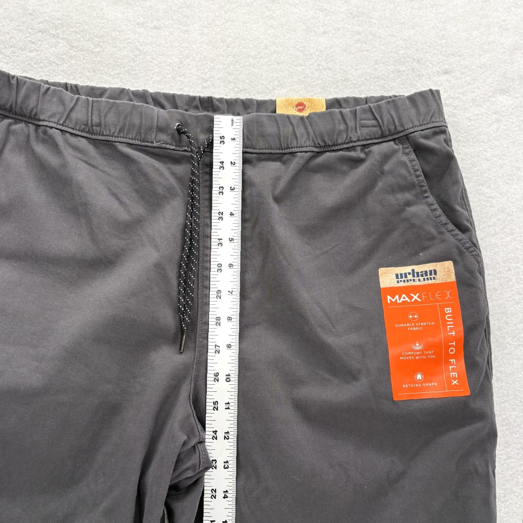 Vintage Urban Pipeline Pants Mens Large Gray MaxFlex Jogger Slim Elastic Waist Final Front Flat Tapered Casual Cotton Spandex Pockets 29in Inseam Size US 33 - 7 Thumbnail