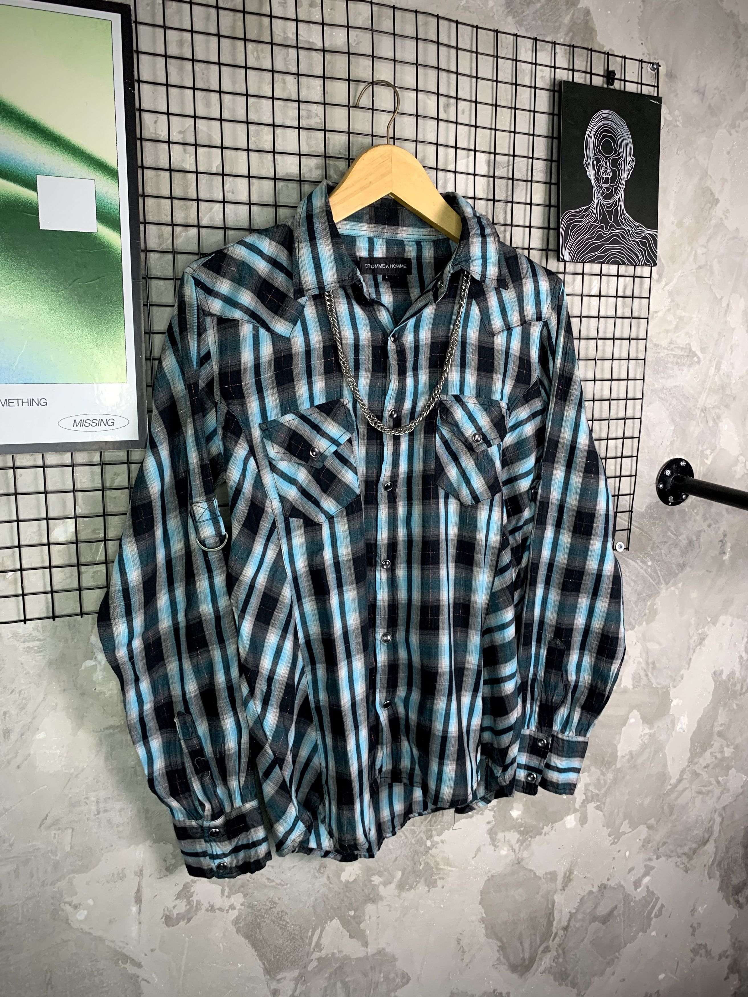 Japanese Brand D'HOMME A HOMME Western Plaid Shirt Size US L / EU 52-54 / 3 - 4 Thumbnail