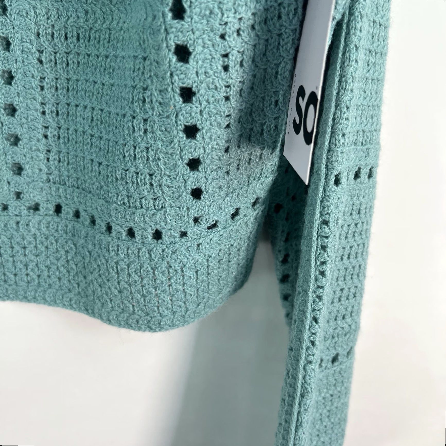 Altea SO Crocheted Drifter Cardigan Sweater Women’s Size S Island Teal NWT Size S / US 4 / IT 40 - 2 Thumbnail