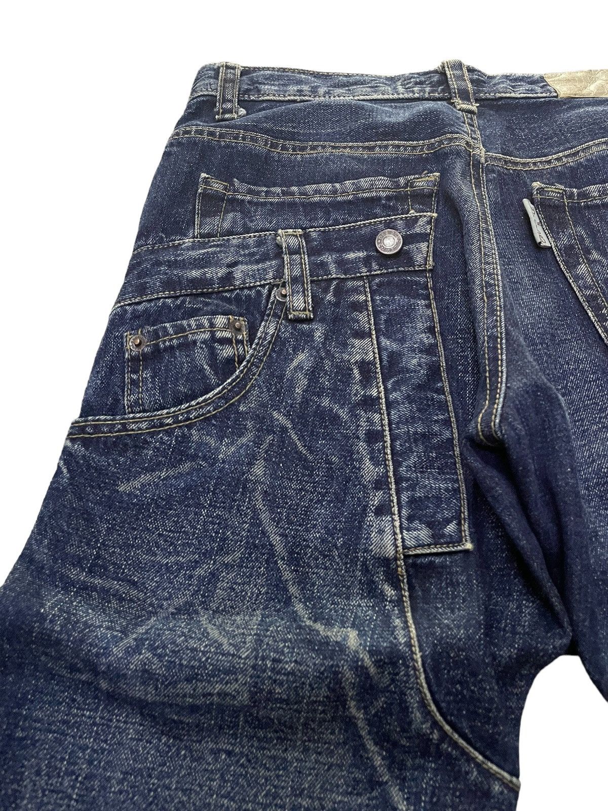 Japanese Brand Designez Japan Asymmetrical illustration Back At Front Jeans Size US 31 - 12 Thumbnail