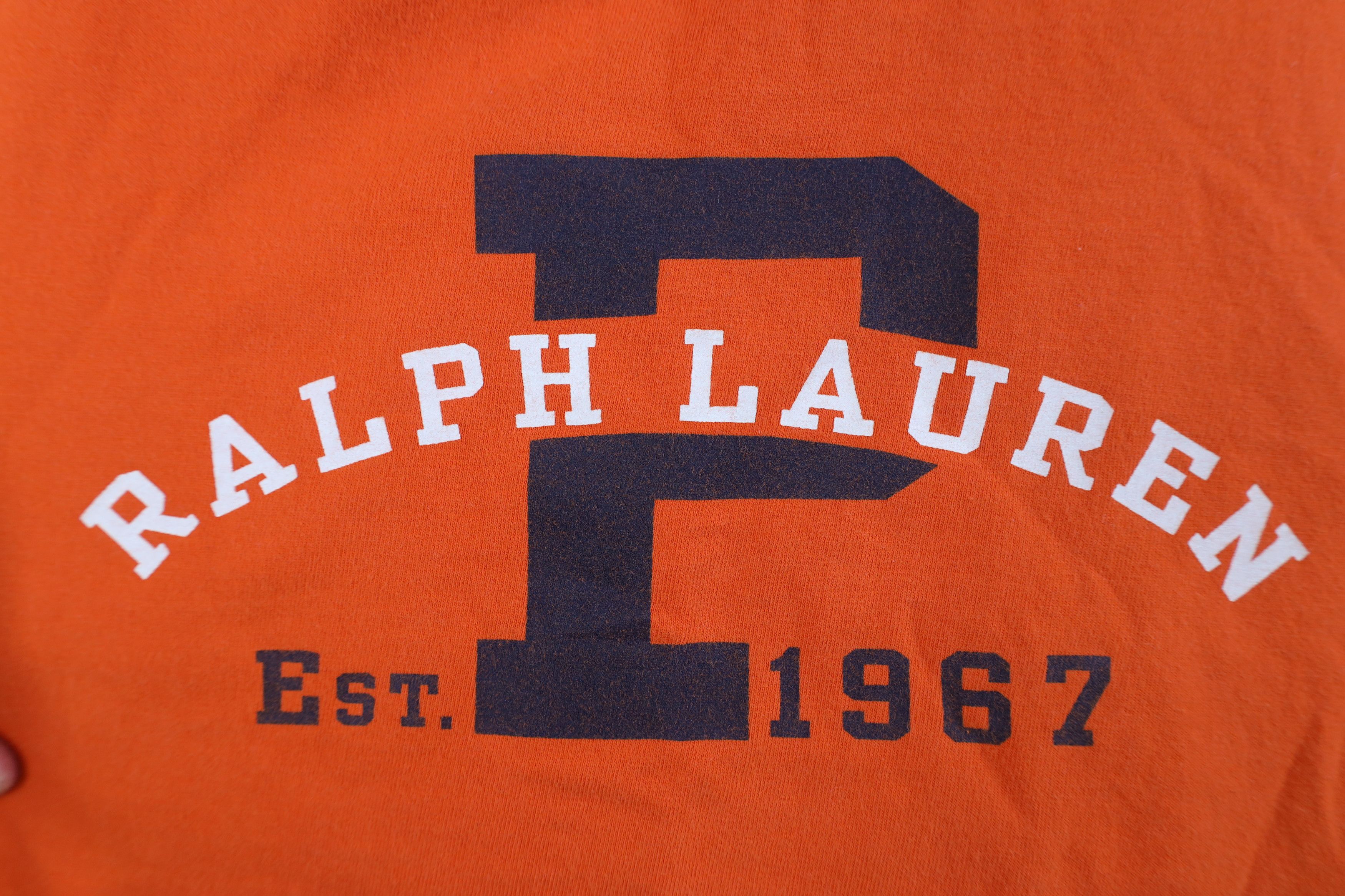 Ralph Lauren Vintage 90s Ralph Lauren Spell P Logo T-Shirt Orange Cotton Size US S / EU 44-46 / 1 - 4 Thumbnail