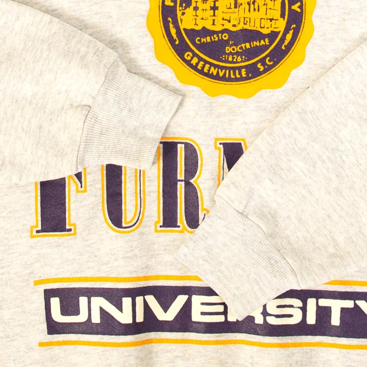 Russell Athletic VINTAGE Russell Athletic 90s Furman Graphic Sweatshirt Ladies L Light Grey Pullover Size L / US 10 / IT 46 - 6 Thumbnail