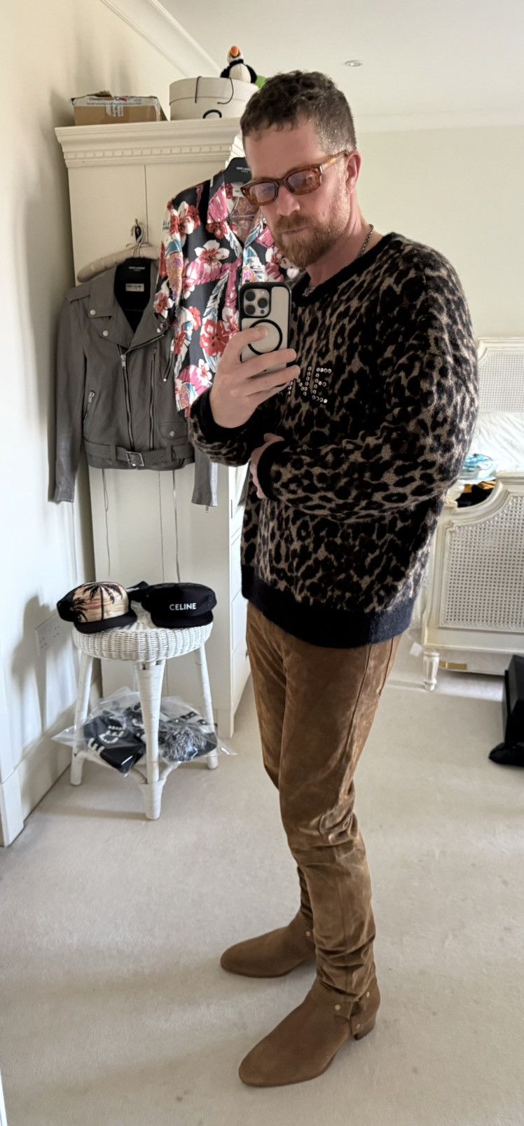 Celine FW22 Celine studded logo sweater Hedi Slimane grail leopard Size US M / EU 48-50 / 2 - 19 Thumbnail