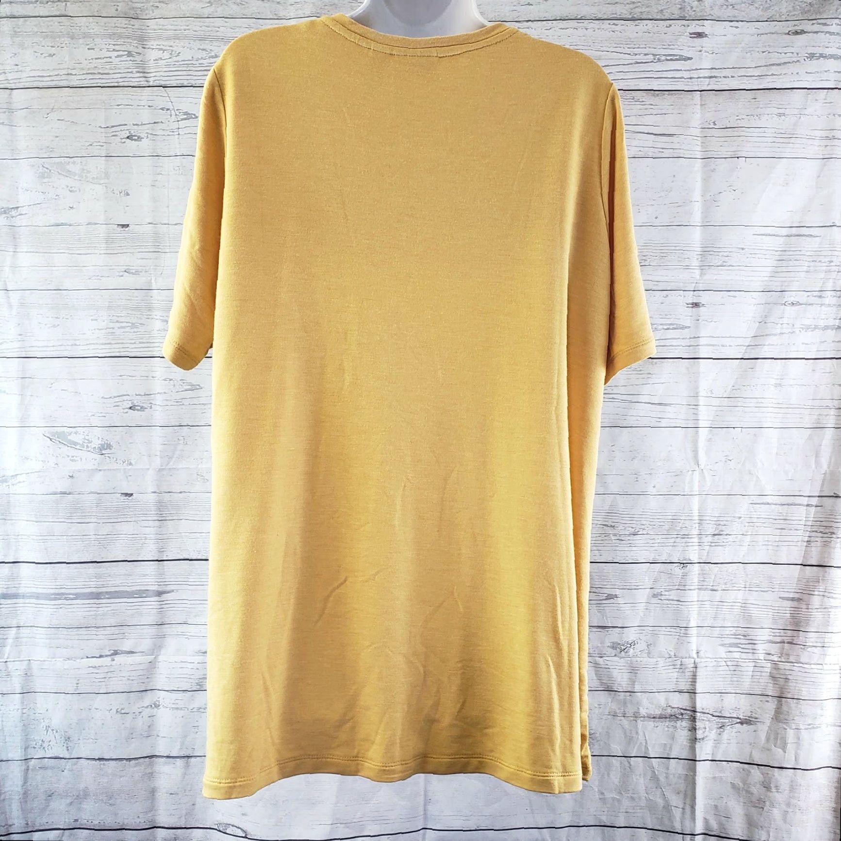 Vintage LOGO Lounge Womens Top Shirt Adult Large Yellow Lace Front Short Sleeve Rayon Blend Size L / US 10 / IT 46 - 4 Thumbnail