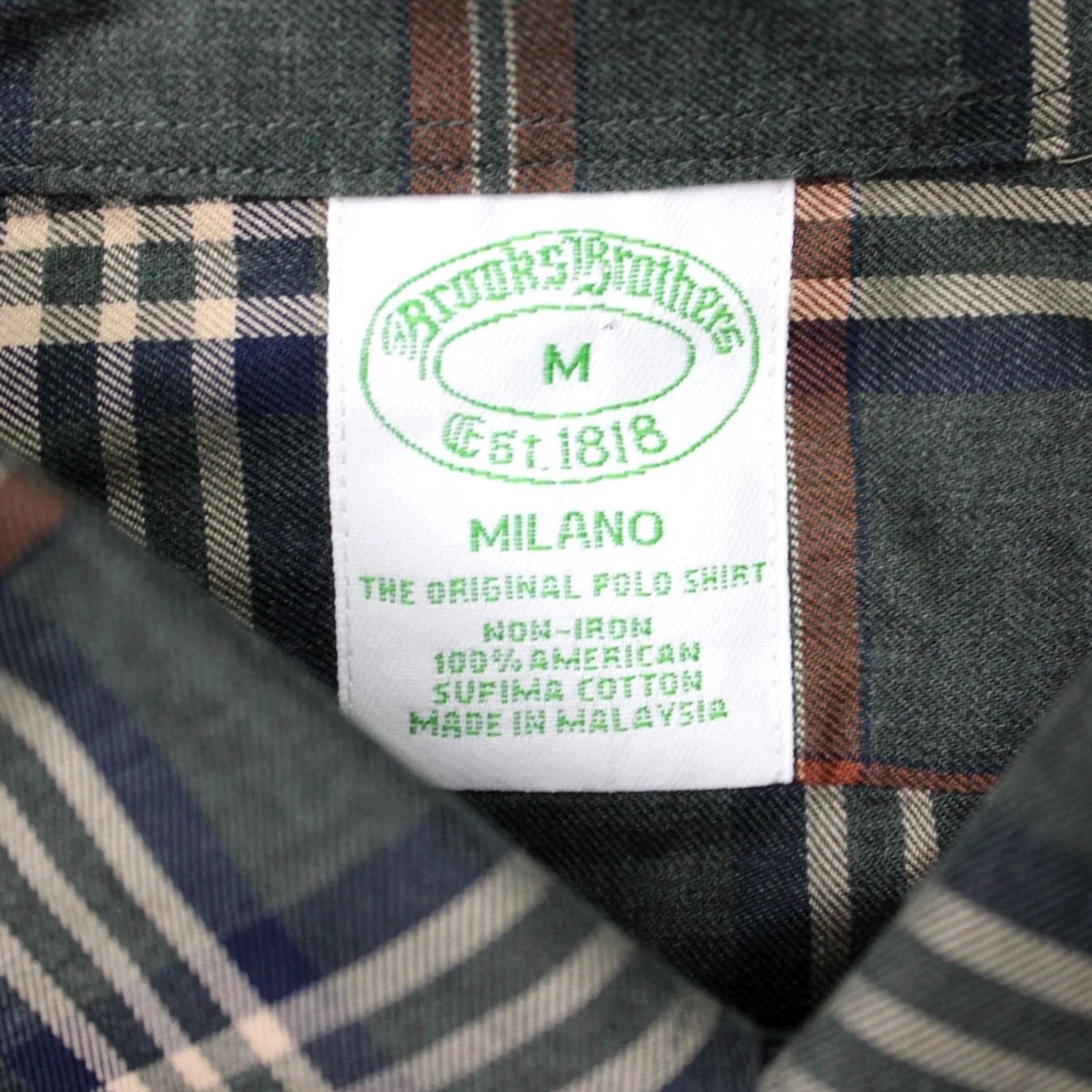 Brooks Brothers Brooks Brothers Shirt Mens Medium Green Milano Non-Iron 100% Supima Cotton L/S Shirt Size US M / EU 48-50 / 2 - 6 Thumbnail