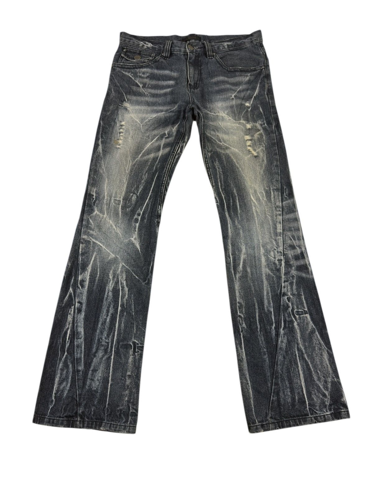 Japanese Brand Black Baccara tornado mart style spiral flare jeans Size US 34 / EU 50 - 1 Thumbnail