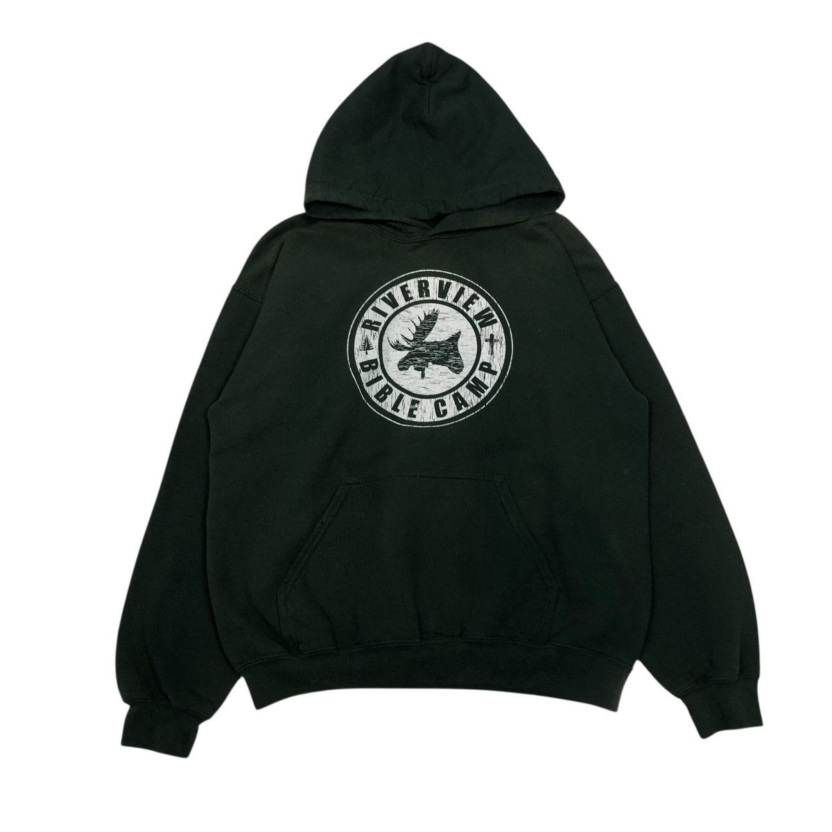 Vintage 🔥RICH GREEN HOODIE PULL OVER RIVERVIEW BIBLE CAMP BIG LOGO Size US M / EU 48-50 / 2 - 1 Thumbnail