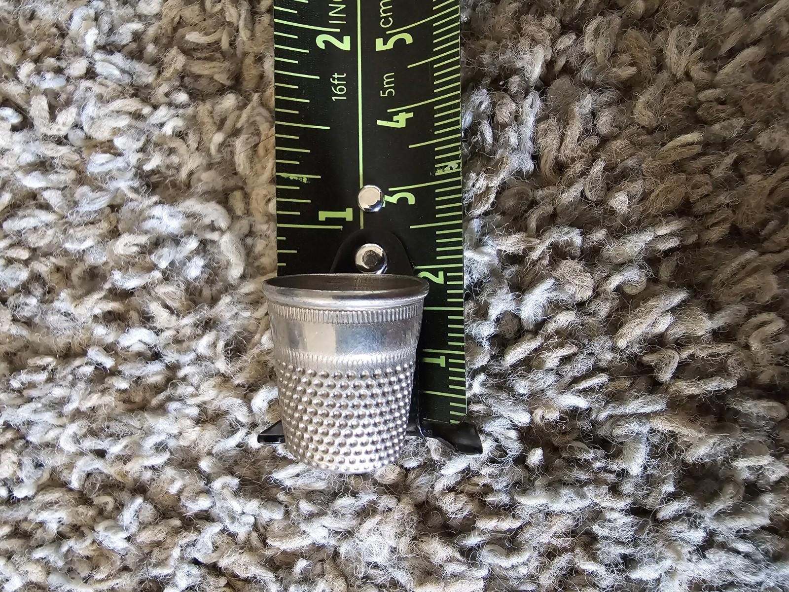 Designer Vintage Dimpled Design Thimble Metal Marked Size ONE SIZE - 4 Thumbnail