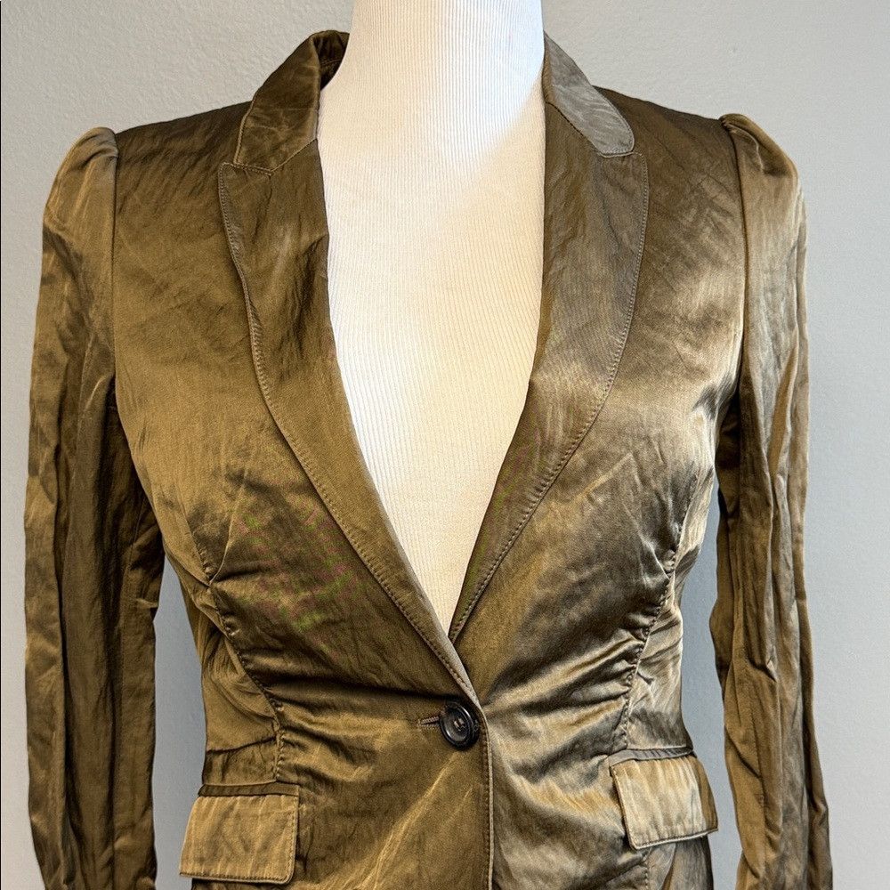 Burberry Burberry Metallic Olive Blazer US 6 Structured Jacket Size M / US 6-8 / IT 42-44 - 2 Thumbnail