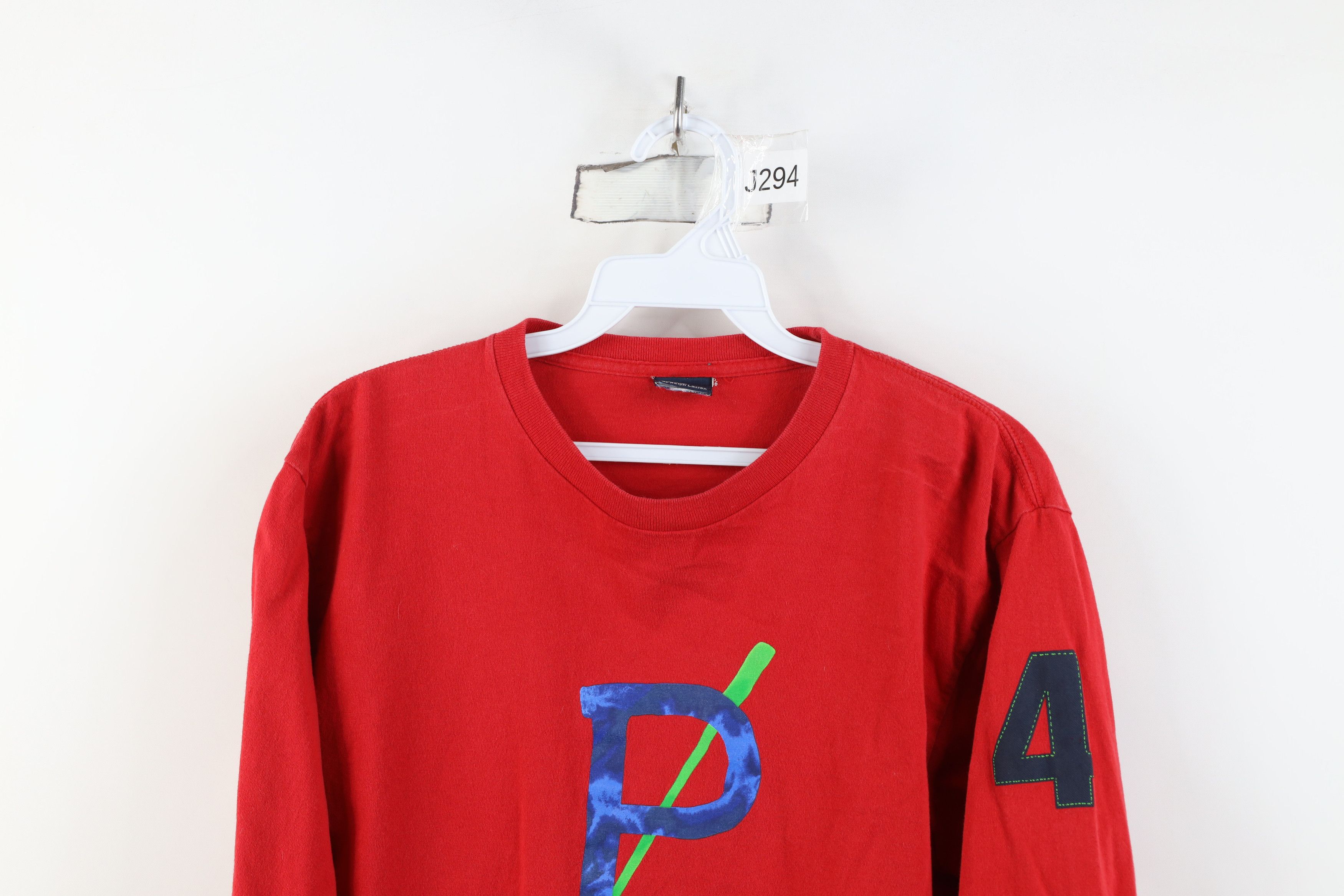 Ralph Lauren Vintage 90s Ralph Lauren P Long Sleeve T-Shirt Red Cotton Size US S / EU 44-46 / 1 - 2 Thumbnail