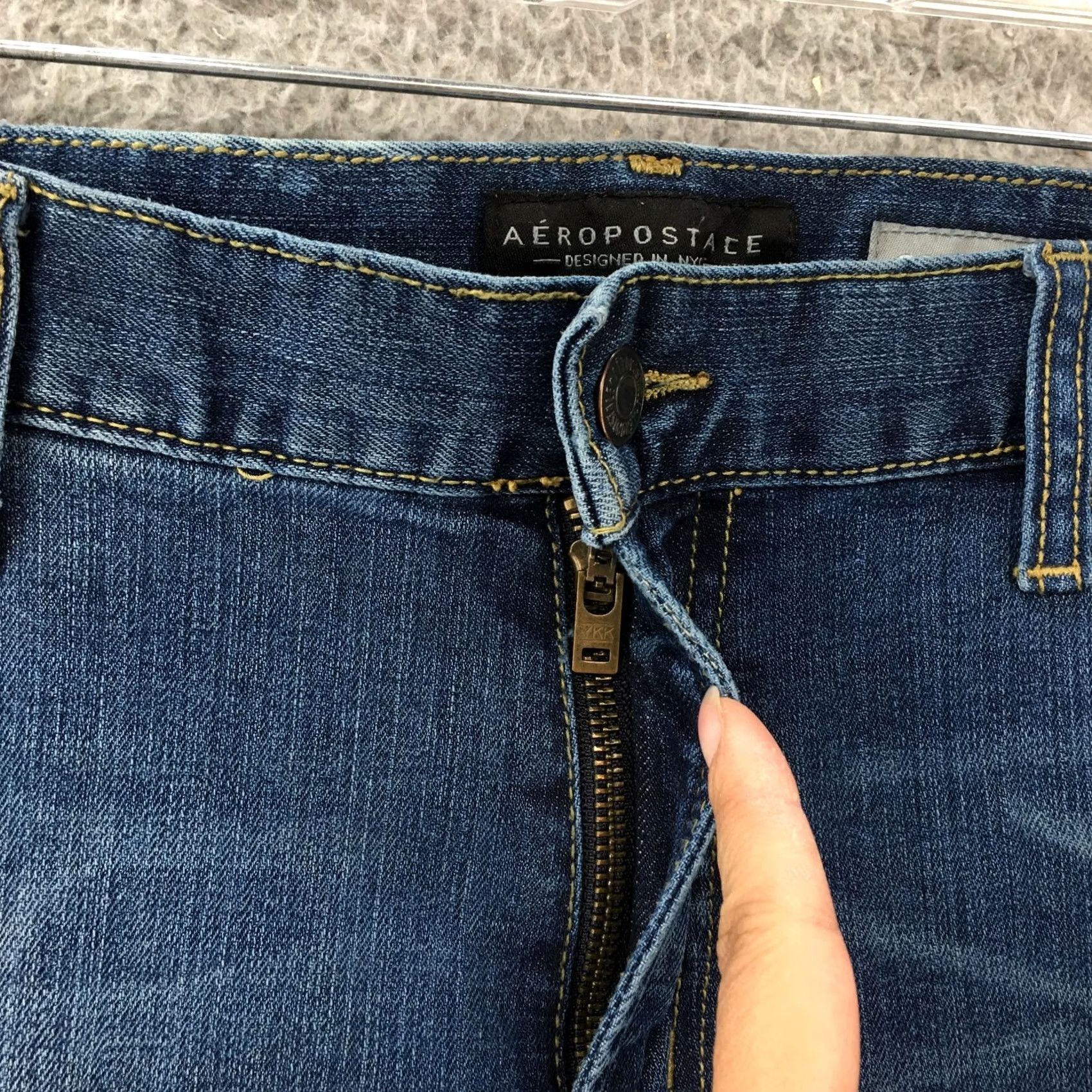 Vintage Aéropostale Slim Tapered Jeans Mens Denim Blue Dark Wash 38x31 Mid Rise Jeans Mens XS-Longest? Size US 38 / EU 54 - 4 Thumbnail