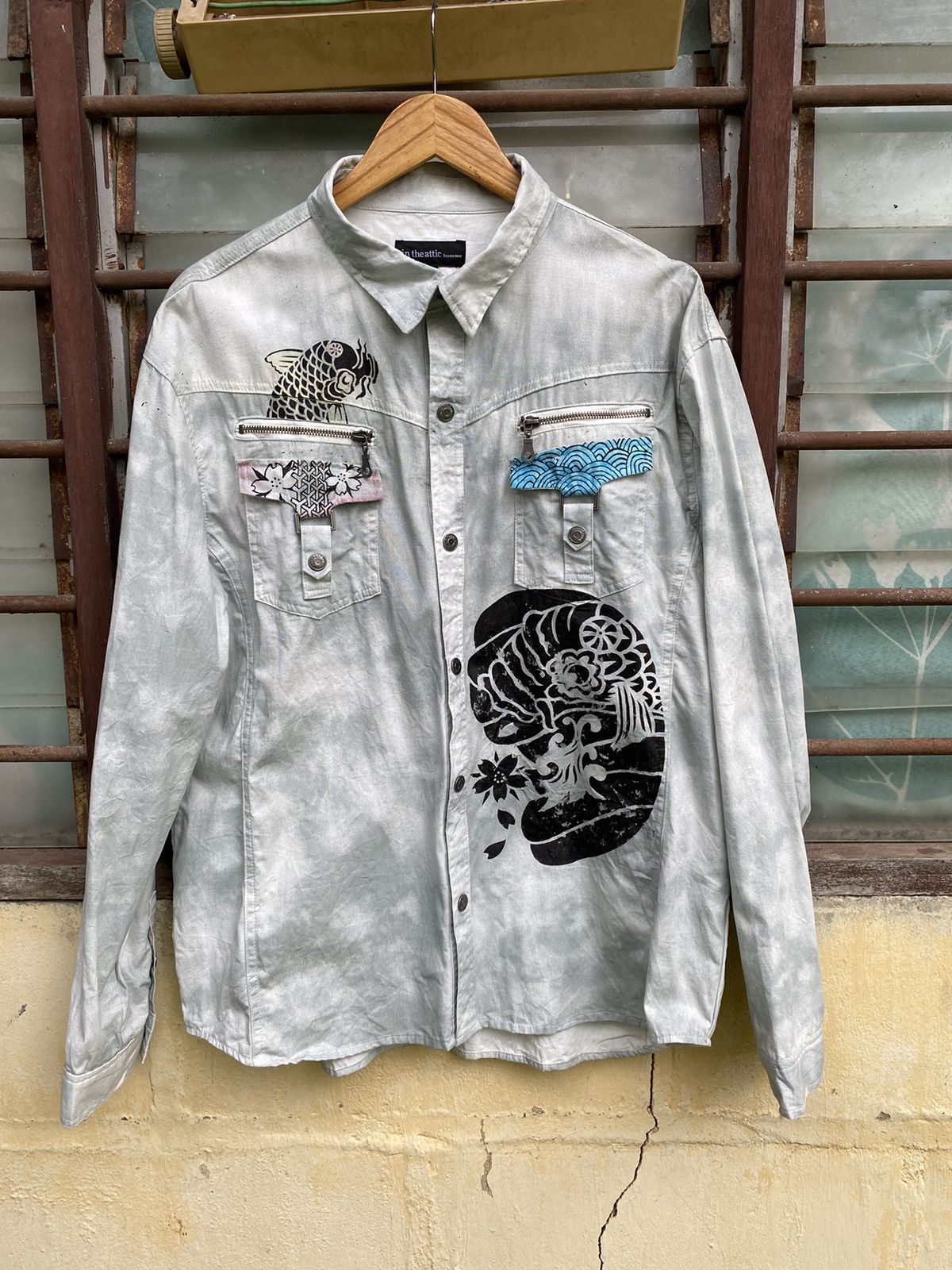 image of In The Attic Homme Distressed Long Sleeve Shirts, Men's (Size 2XL)