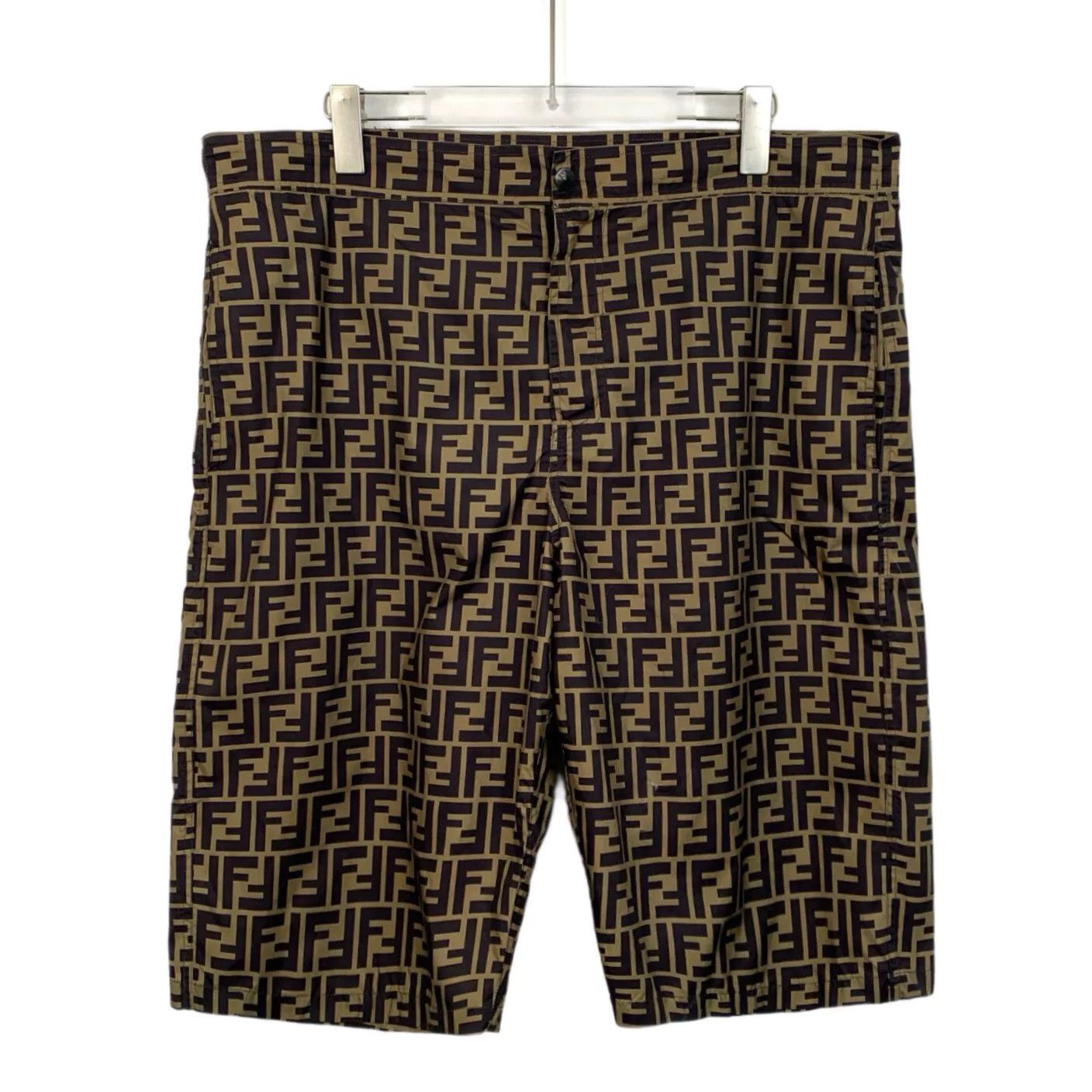 Fendi Fendi Brown Logo Print Casual Shorts Size US 35 - 1 Thumbnail