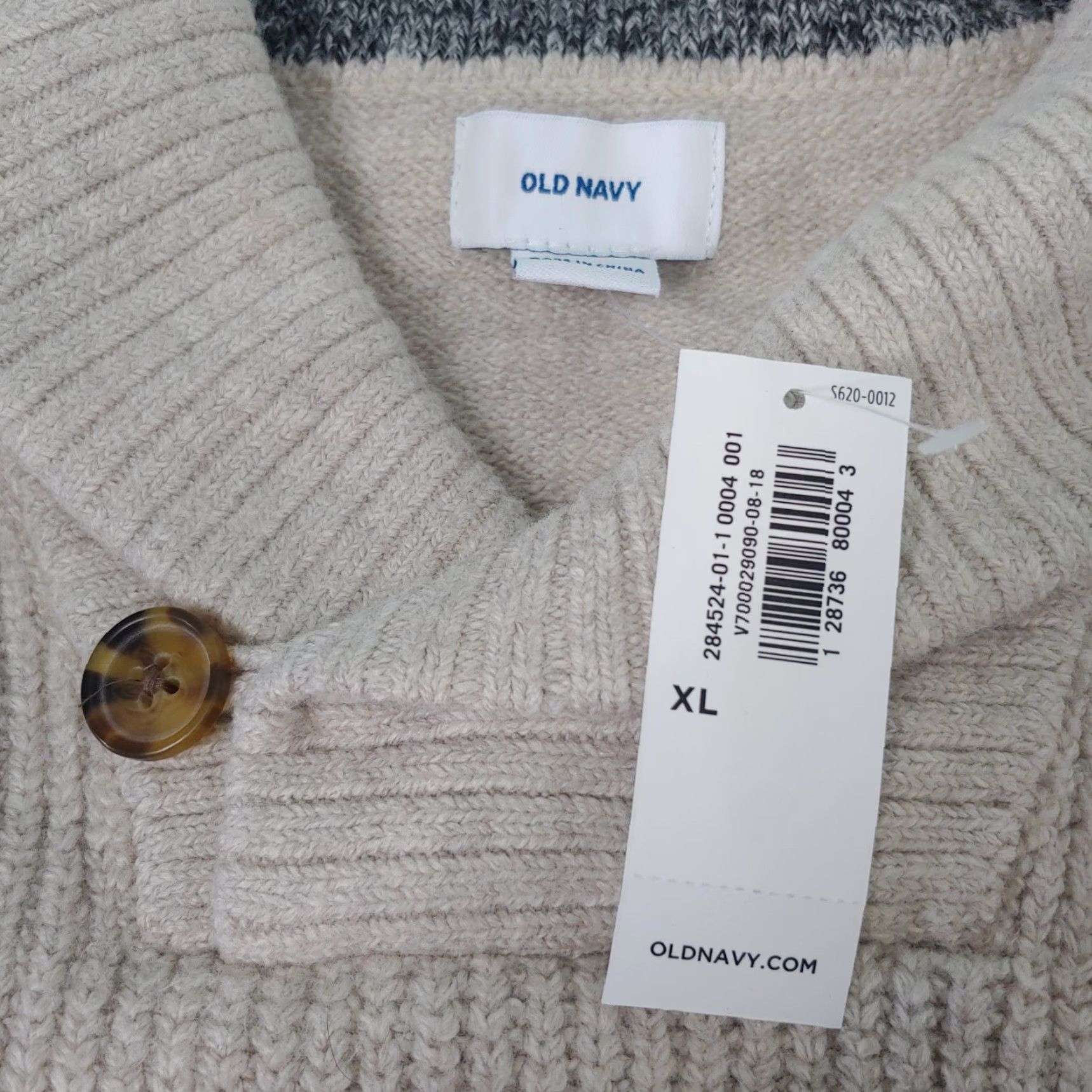 Old Navy Old Navy Sweater Men XL Shawl Neck Button Oatmeal Ribbed Knit NEW w Tag Preppy Size US XL / EU 56 / 4 - 7 Thumbnail