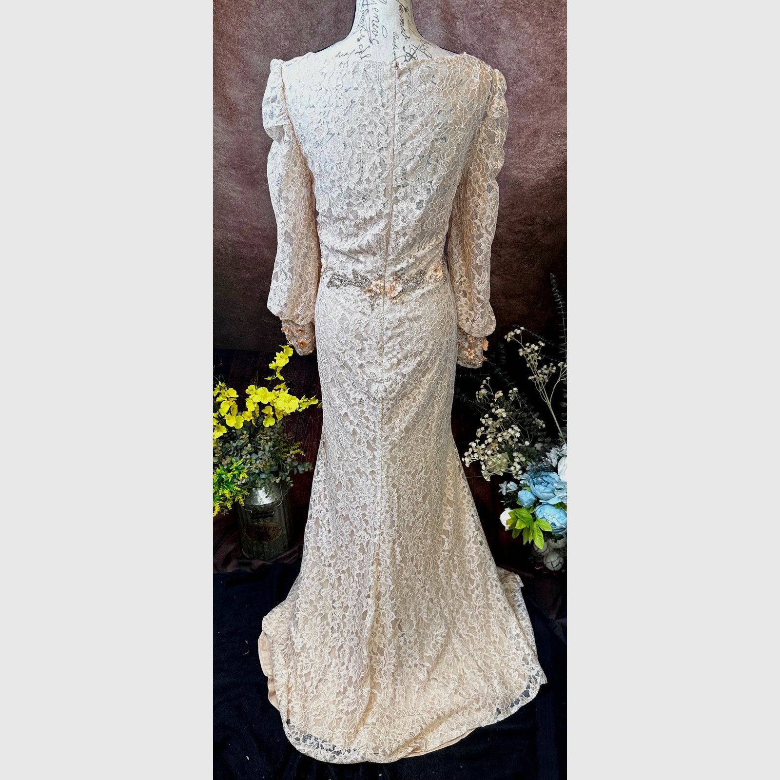 Other Mac Duggal Lace V Neck Embellished Gown Blush size 12 Size XL / US 12-14 / IT 48-50 - 13 Thumbnail