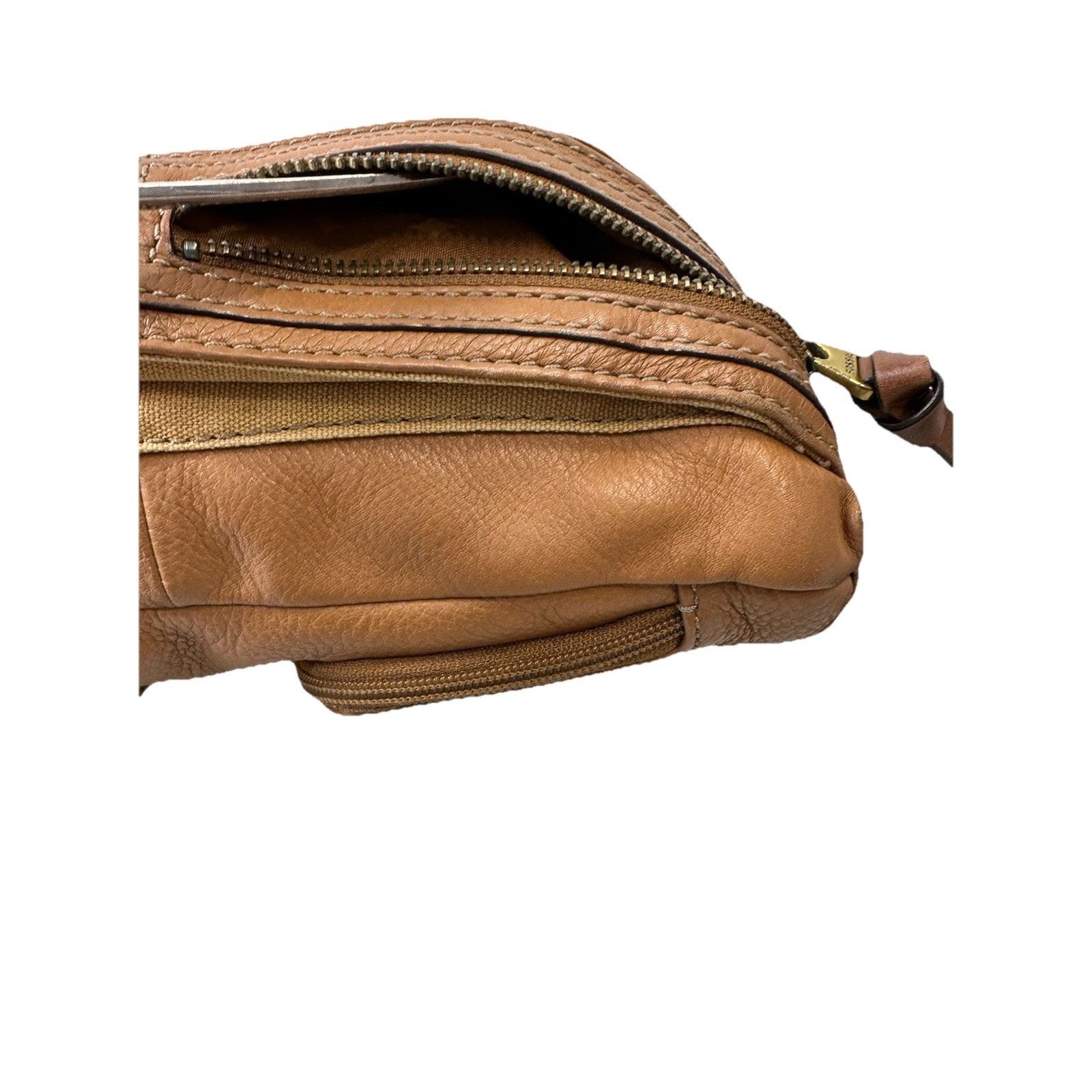 Fossil Fossil MorganTraveler Caramel PebbledLeather Bag Messenger Size ONE SIZE - 16 Thumbnail