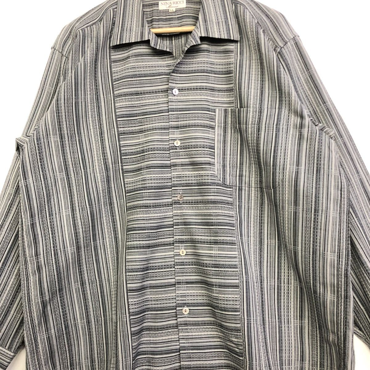 Nina Ricci VINTAGE NINA RICCI MONSIEUR WOOL STRIPE BUTTON SHIRT Size XXL / US 16-18 / IT 52-54 - 4 Thumbnail