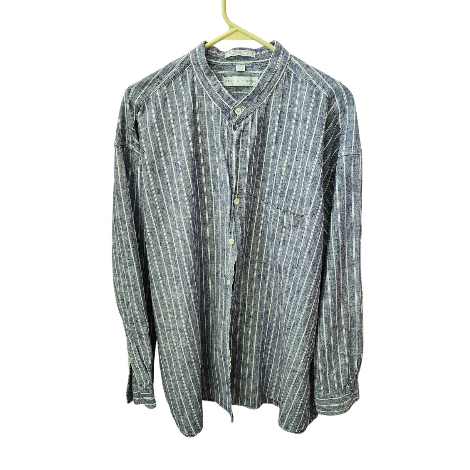 Geoffrey Beene Geoffrey Beene Button Down Dress Shirt XL Blue/White Stipe Size US XL / EU 56 / 4 - 1 Thumbnail