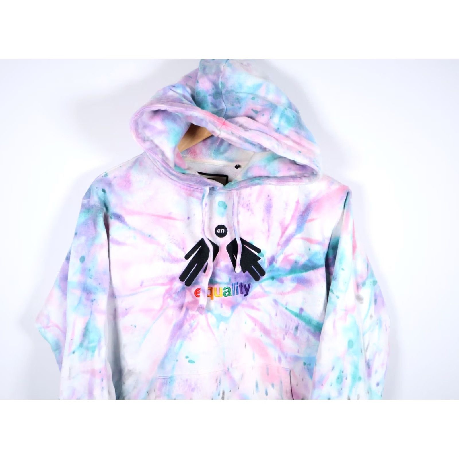 Kith KITH Equality Hoodie Sweatshirt Men's Medium Multicolor Tie Dye Embroidered Heavyweight Cotton Blend Pullover Size US M / EU 48-50 / 2 - 4 Thumbnail