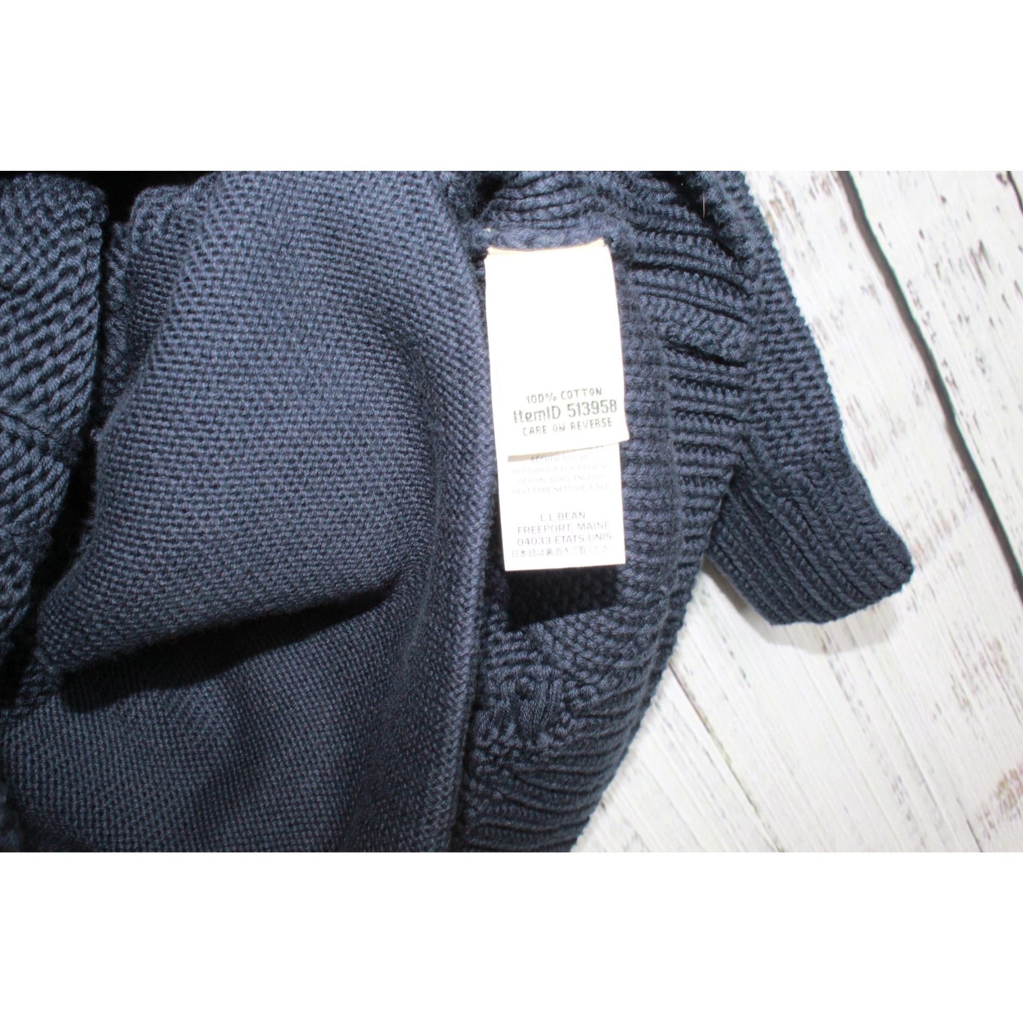 L.L. Bean LL Bean Women’s Double L Navy Cable Funnelneck Sweater Size L / US 10 / IT 46 - 4 Thumbnail