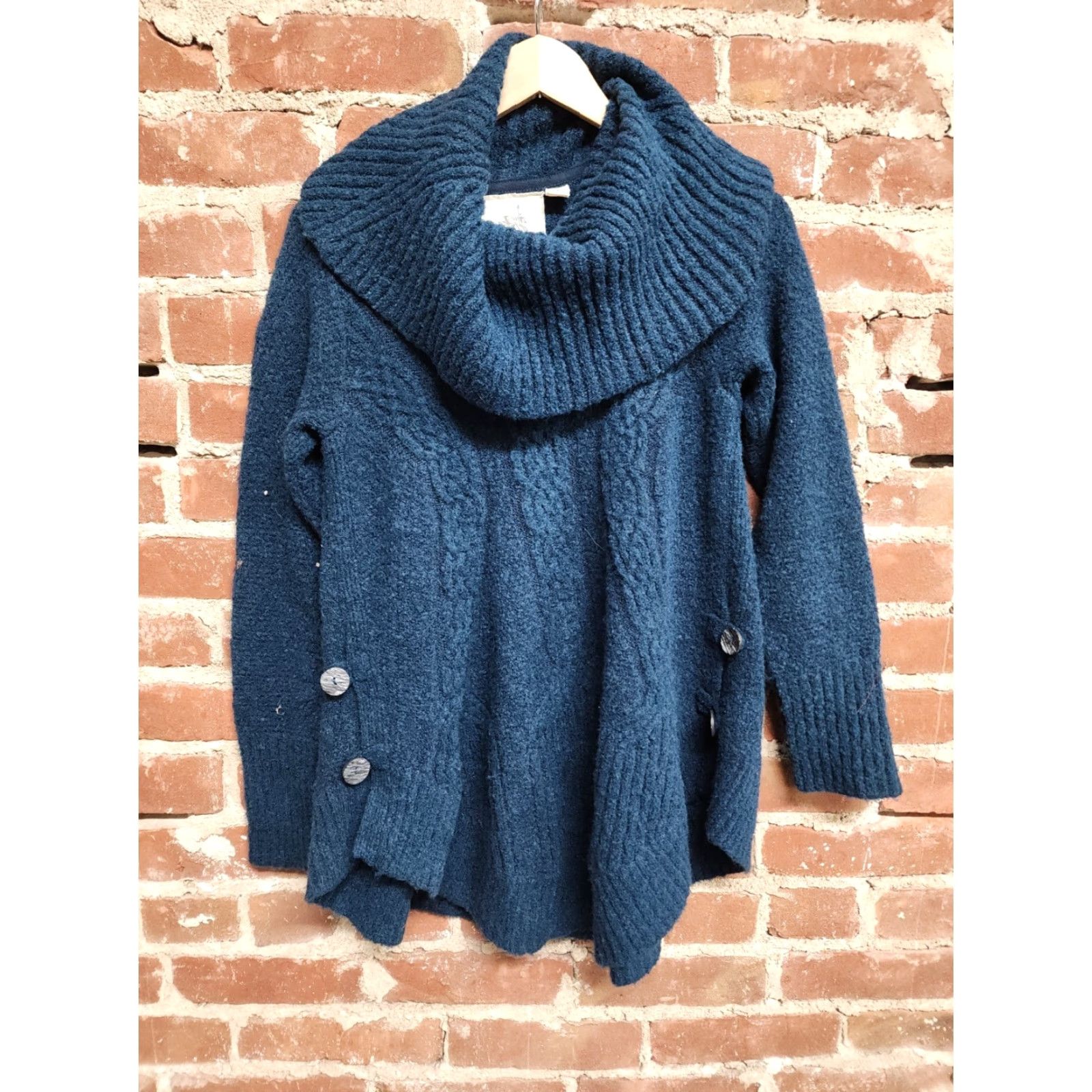 Anthropologie Anthropologie Angel of the North Navy Cowl Neck Wool Knit Sweater XS Women Pullover Size XS Blue Size XS / US 0-2 / IT 36-38 - 2 Thumbnail