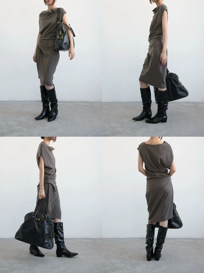 Helmut Lang HELMUT LANG A pleated dress with asymmetrical folds Size S / US 4 / IT 40 - 2 Thumbnail