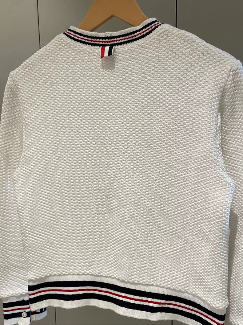 Thom Browne Thom browne White striped pattern knitted cardigan jacket 2 Size US XS / EU 42 / 0 - 5 Thumbnail
