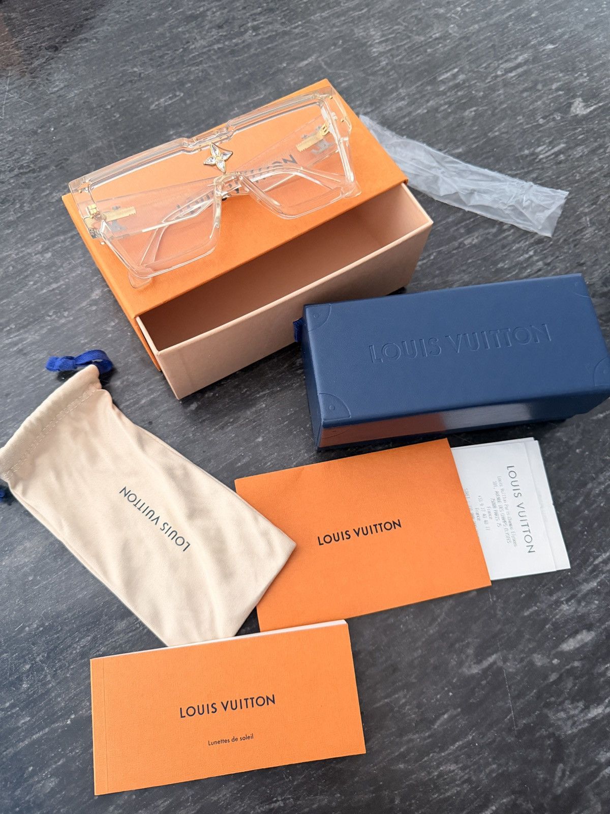 Louis Vuitton Louis Vuitton Clear Crystal-Accent cyclone Sunglasses Size ONE SIZE - 5 Thumbnail
