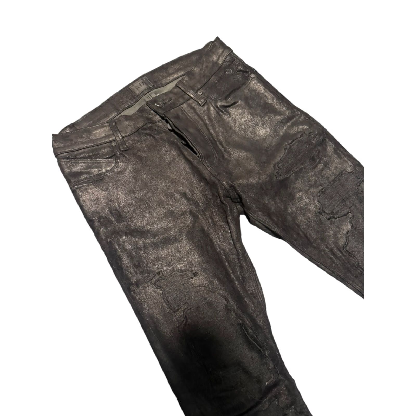Vintage VINTAGE Road To Awe Lambskin Leather Mid Rise Skinny Pants Jeans 29x32 Black Size 29" - 3 Thumbnail